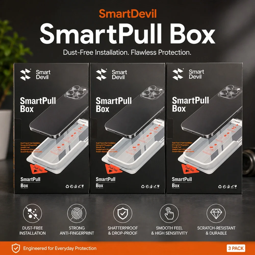 Lot 3 SmartDevil SmartPull Box Tempered Glass Screen Protector-iPhone 16 Pro Max